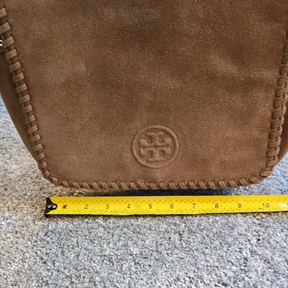 Tory Burch Brown Suede Convertable Shoulder/Crossbody Bag with Chain - Picture 2 of 9